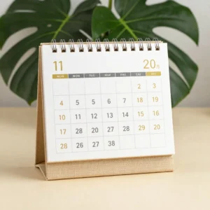 Linen-Bound Perpetual Desk Calendar