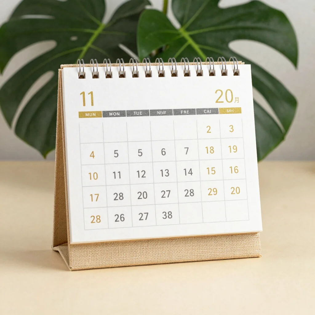 Linen-Bound Perpetual Desk Calendar